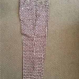 Pale pink and black Club Monaco patterned cigarette pants.